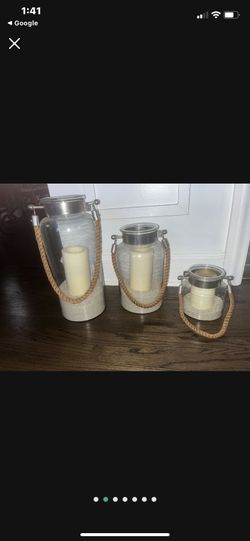 Pottery Barn ~HYANNIS~ CLEAR GLASS HANGING LANTERNS ~COASTAL~