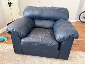 Blue Leather Sofa Set