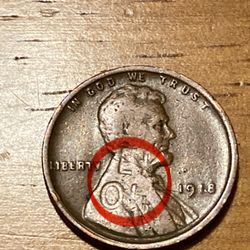 1918 Wheat Cent With Coin Clash Mint Error 