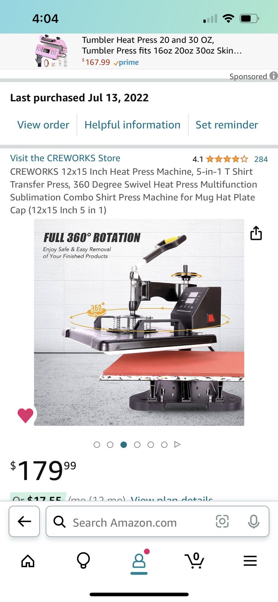  CREWORKS 12x15 Inch Heat Press Machine, 5-in-1 T Shirt