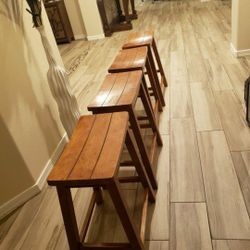 4 Bar Stools Sturdy Real Wood 24"