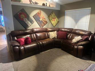 Brown power reclining sectional sofa