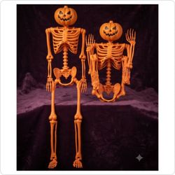 Halloween Pumpkin Skeleton Decoration Lot (Set of 2)