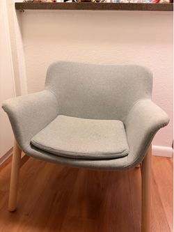 IKEA VEDBO Armchair - Light Grey with Solid Wood Legs