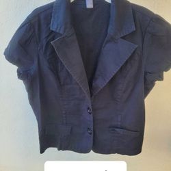 Black Blazer. Short Sleeves. Women's Button Up Blazer. 