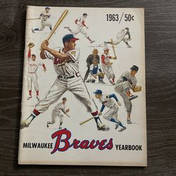 Old Vintage 1963 Milwaukee Braves Yearbook & Insert Card MLB Baseball Souvenir