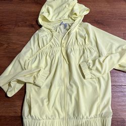 Z By Zella Womens yellow High Impact Woven Jacket Attached Drawstring Hood size S