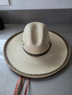 Auténtico Sombrero Mexicano de paja de palma, estilo vaquero o Safari, de la Región de Sahuayo.
