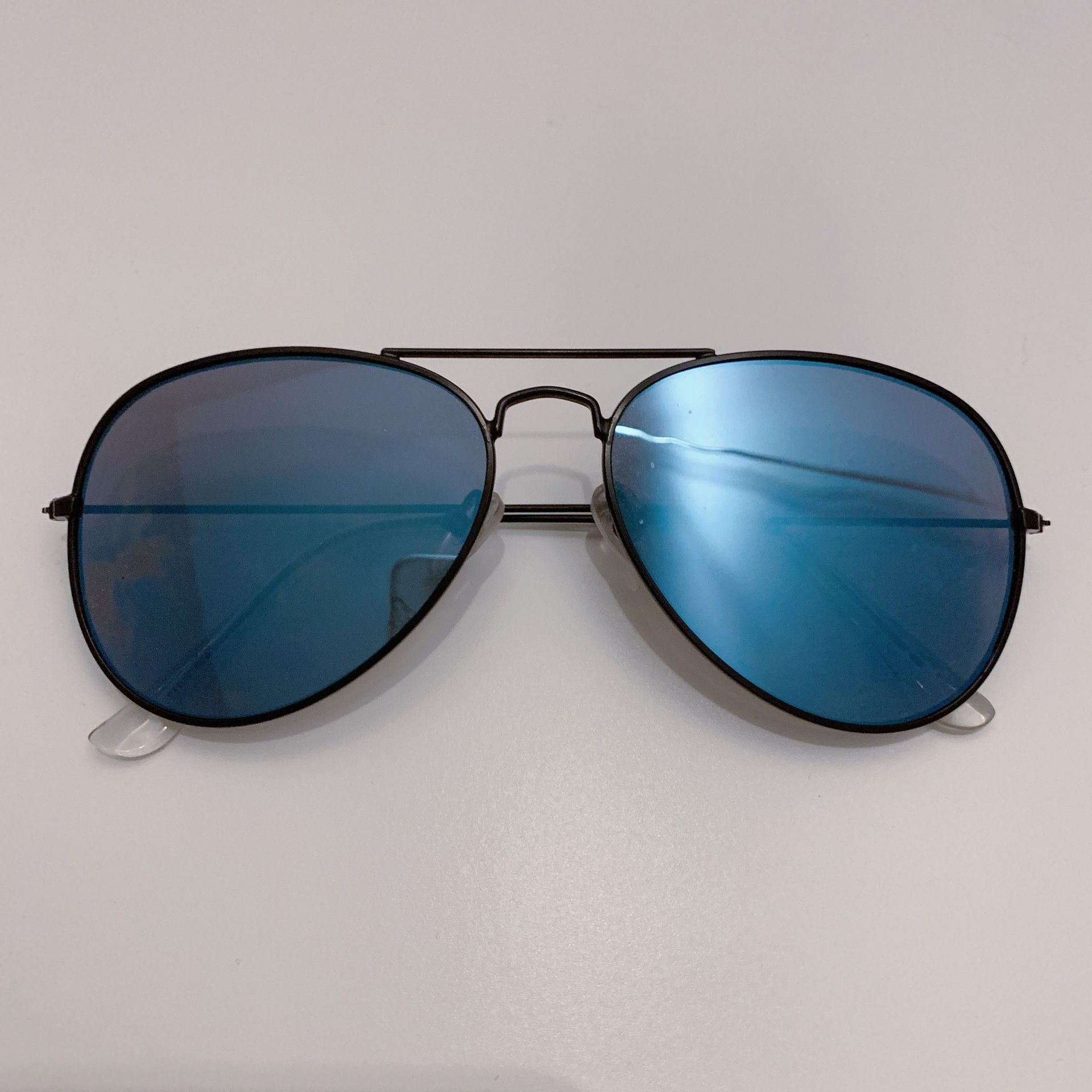 Blue Mirrored Aviator Sunglasses (Flat Lens)