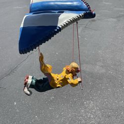 VINTAGE 1970’S  Hang Gliding Clown To Hang From Ceiling Big 23” height and  Width 12 “  ANY BEST OFFER
