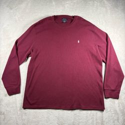 Polo Ralph Lauren Men’s 2XL Red Burgundy Polo Pony Waffle Thermal Shirt #10A