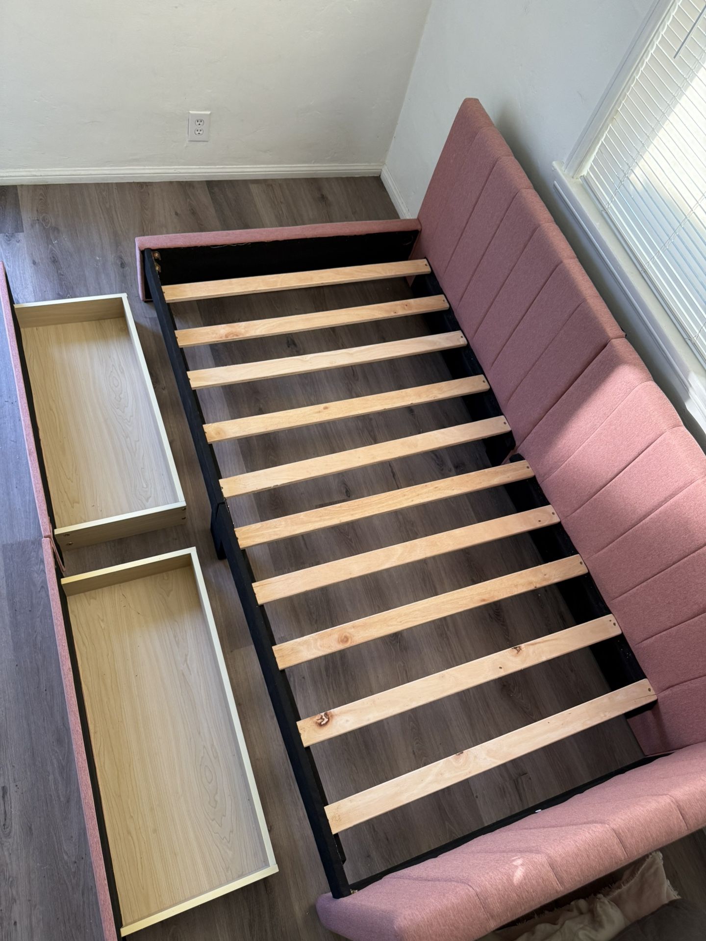 Twin Size Upholstered Daybed with 2 Storage Drawers