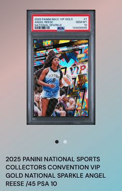 2025 PANINI NATIONAL SPORTS COLLECTORS CONVENTION VIP GOLD NATIONAL SPARKLE ANGEL REESE /45 PSA 10