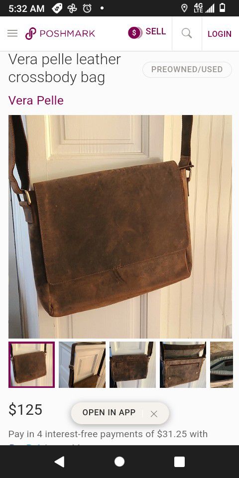 Hand Stitched Italian Leather Vera Pelle Messanger Bag W/Wallet
