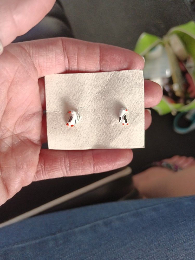 Penguin Stud's Earrings Sterling Silver