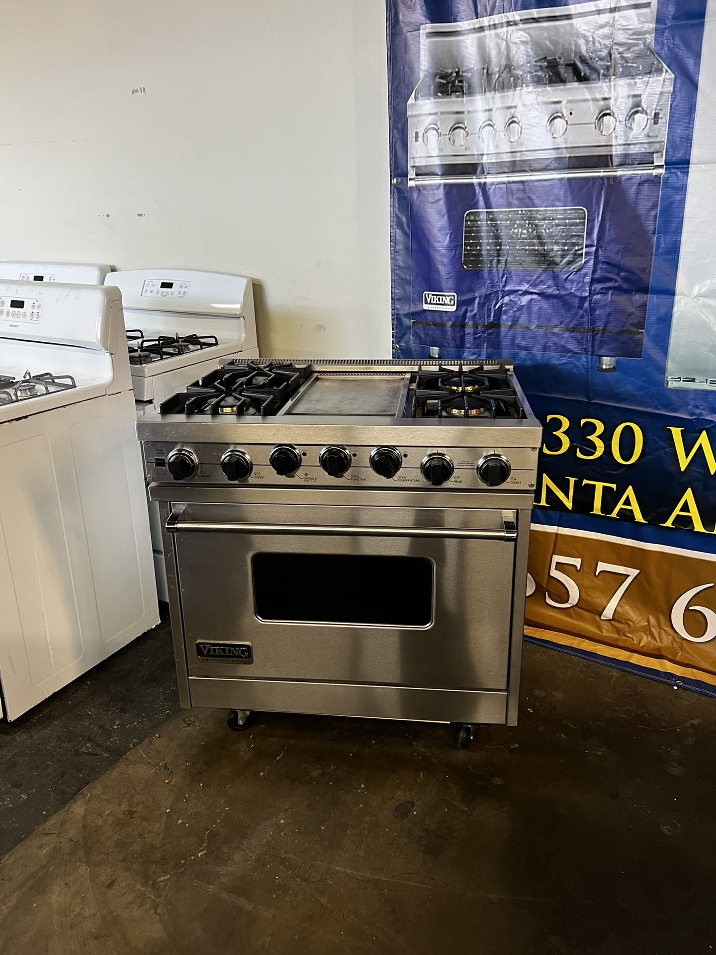 Viking 36”Wide Dual Fuel Range Stove In Stainless Steel