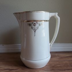 Large Art Deco/Art Nouveau Style Boch Frêres La Louviere Flandria Cream and Gold Bath Pitcher