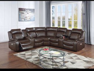 Brand new super plush power reclining gel leather sectional sofa