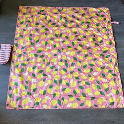 Kate Spade New York Lemon Print Picnic Blanket with Carrying Bag