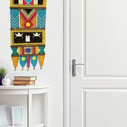 Vintage Varunavi Handloom Cotton 37” Wall Tapestry with 6 Brass ringing Bells 