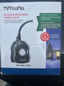 TifFcoFo OUTDOOR MECHANICAL TIMER OUTLET AUTOMATICALLY CONTROL YOUR OUTDOOR DEVICE