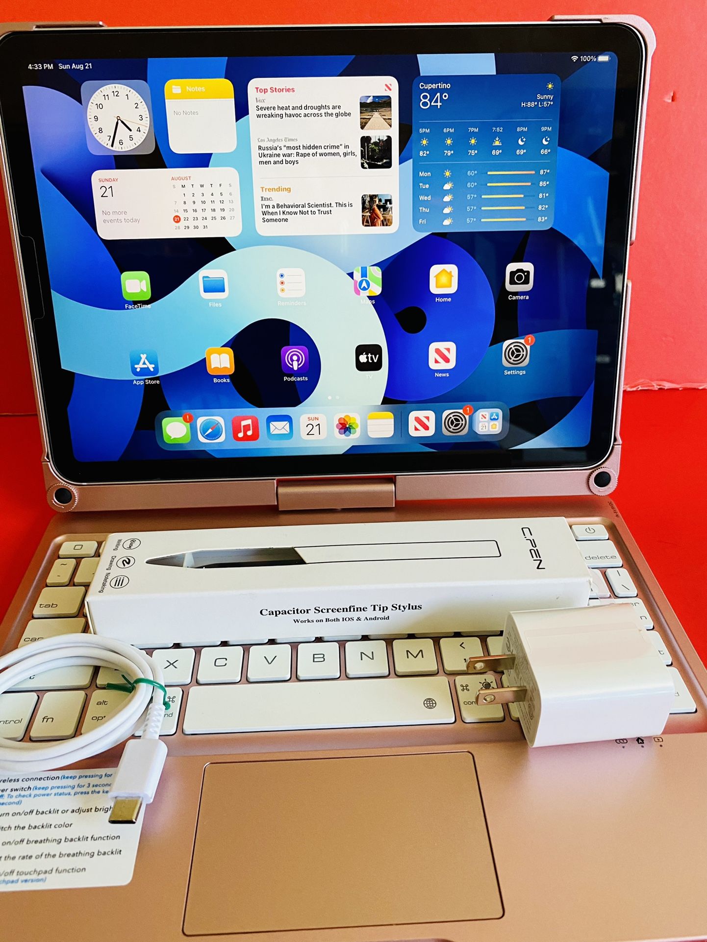 Apple IPad Air 4th Generation (10.9” Liquid Retina/ 2020 Model) 64GB Wifi + Cellular (AT&T /T mobile / Verizon etc) with keyboard pen & Accessories