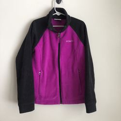 Columbia Girls Size 7/8 Fleece Jacket Purple Black