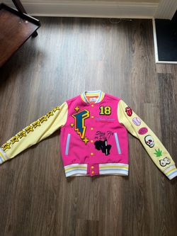 Pink & Cream Varsity Jacket Chenille Patch Letterman