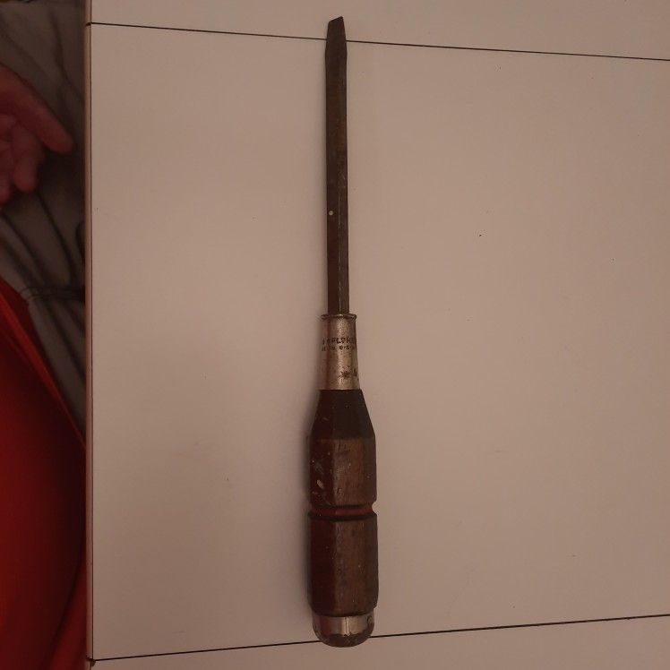 Vintage Plomb Plvmb 12" Slotted Flathead Screwdriver Wood Handle No. 9706 - USA!