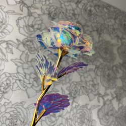 Crystal rainbow rose gift love