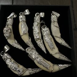 Colmillos Encasquillados En Plata 925