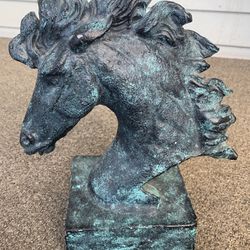 VINTAGE Horse Head Bust Statue Solid Aluminum 7 LBS.