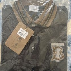NWT Burberry Medium Size Gray Color Man Polo T-shirt