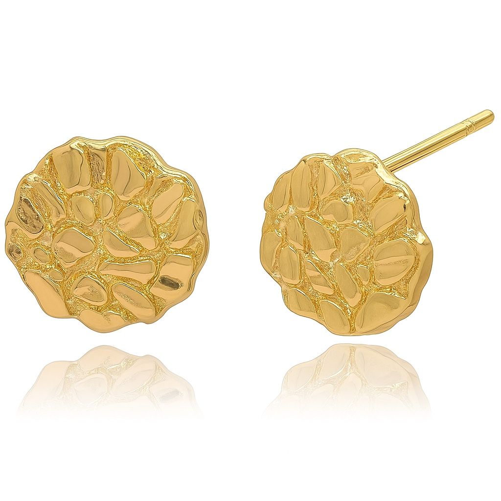 🔥 18K Gold Nugget Earrings – Unisex Luxury Studs for Only $60💎