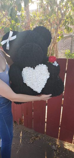 Huge black rose bear 💛