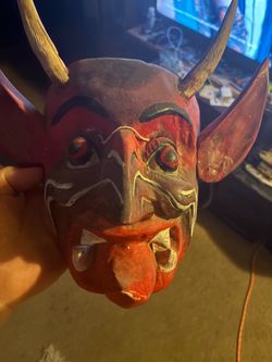 Hand-Painted Folk Art Devil Mask