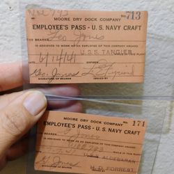 Rare 1940s WW2 Ship Worker Pass Oakland CA One Ship Tangier Was At Pearl Harbor