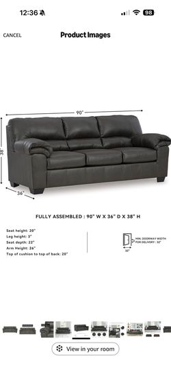 Signature Design by Ashley Bladen Faux Leather Sofa, great