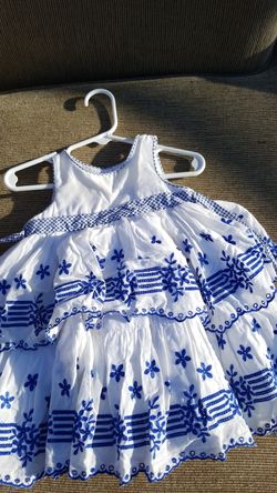 Blue and white dress