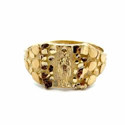 Men’s 10k Yellow Gold Nugget Our Lady Of Guadalupe Ring Size 9 GP3136447