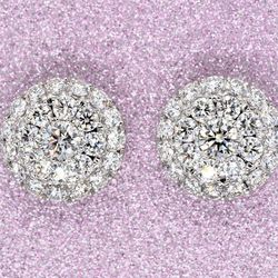 18k White Gold 1.90ctw Diamond Pave Row Earrings