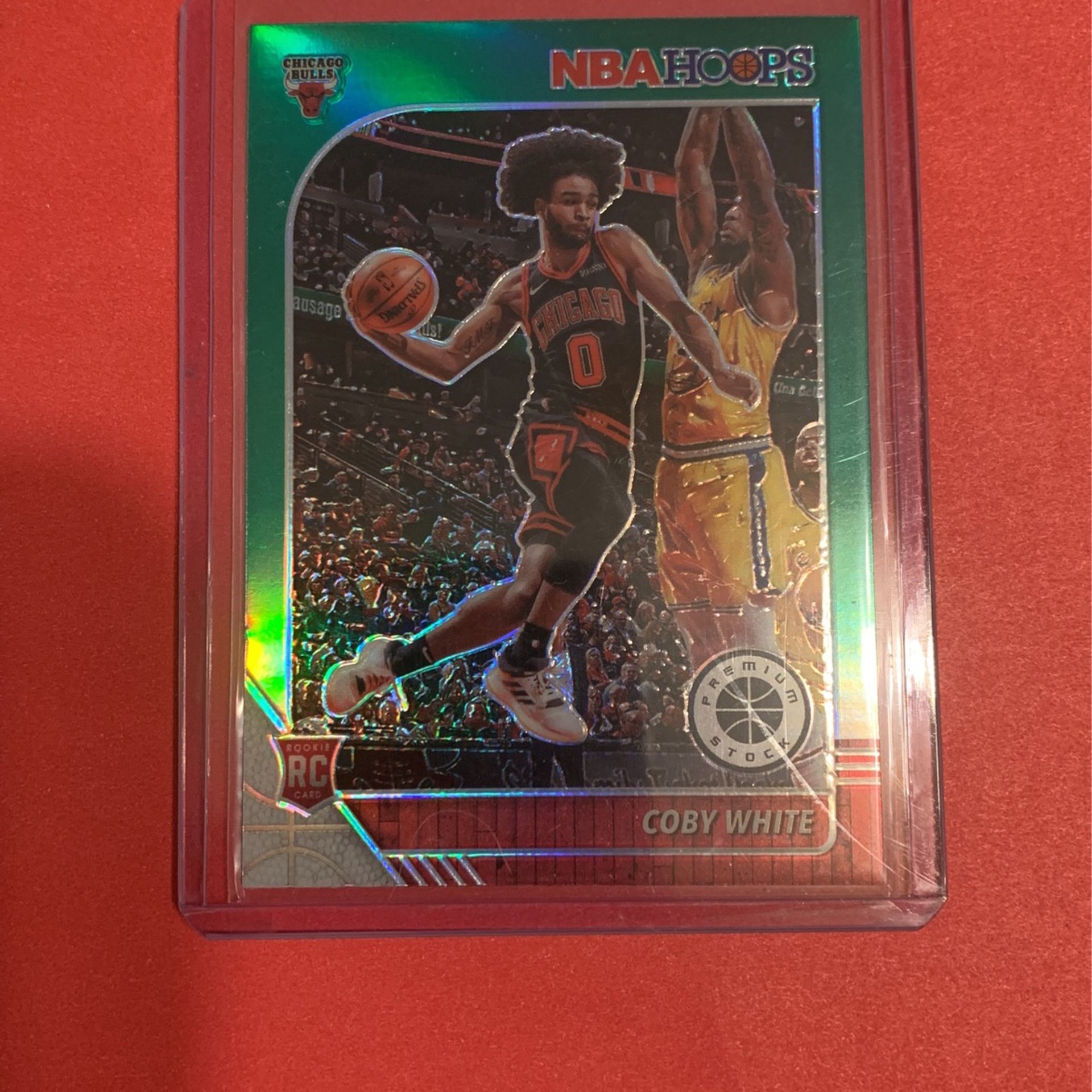 Coby White NBA Hoops Premium Stock Green Prizm Rookie And Base