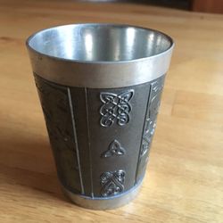 Mullingar Pewter Tumbler Cup Celtic Symbols Designs Made in Ireland