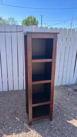 Tall Narrow Wood Bookshelf 4 Shelves