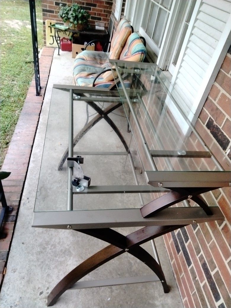 Glass Top Computer Desk 