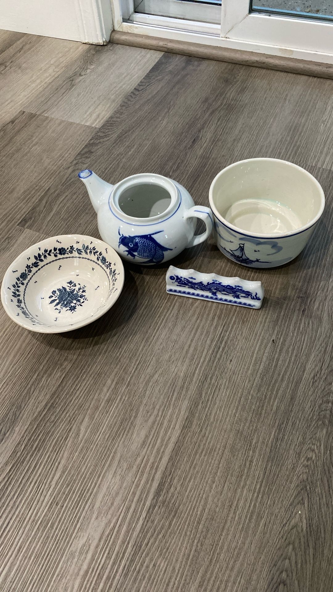 Vintage Ceramic Fish Design Tea Server Serving Bowls Made In Holland