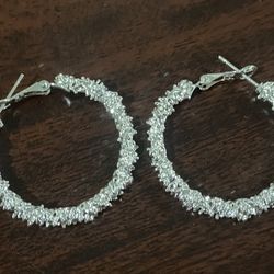 Women 925 Silver plated Hoop Dangle Earring