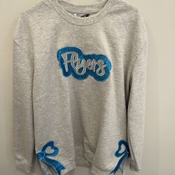 Women’s Size XL Glitter Sweatshirt with Side Slits & Glitter Bows, Dayton Flyers, NEW