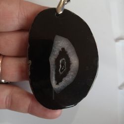 Black Agate Slice Pendant 