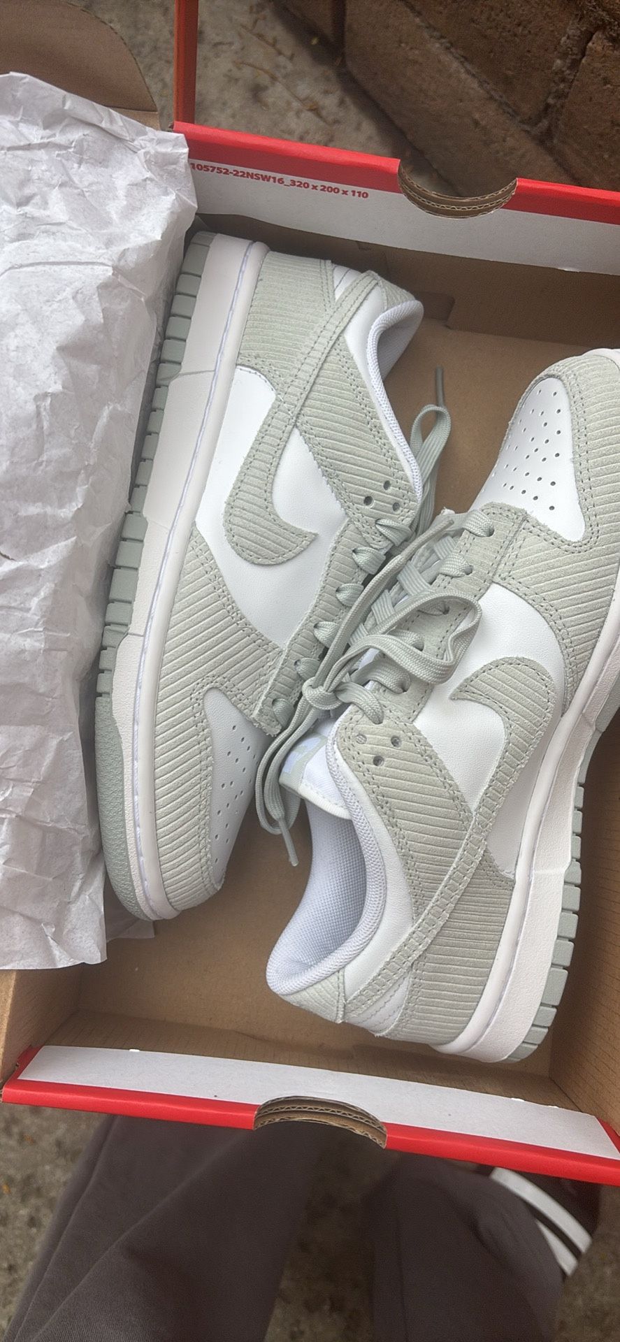 Nike Dunk Low Light Silver Corduroy (Women's) 1/2 - Main Image